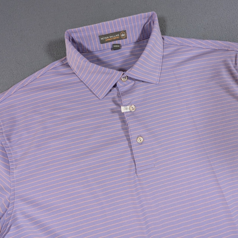Peter Millar Golf Polo Shirt Mens Large Striped Summer Comfort Performance